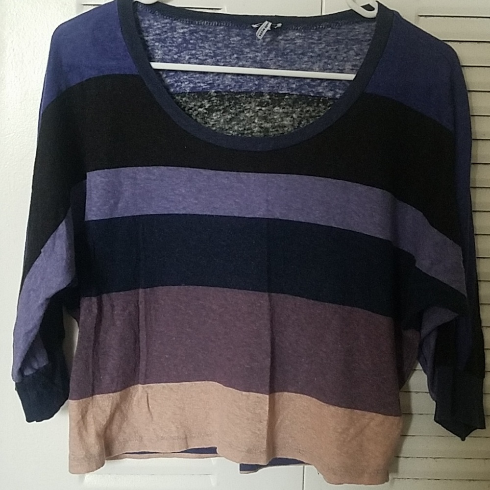 Splendid Striped, Cropped, 3/4 Sleeve Shirt Size S